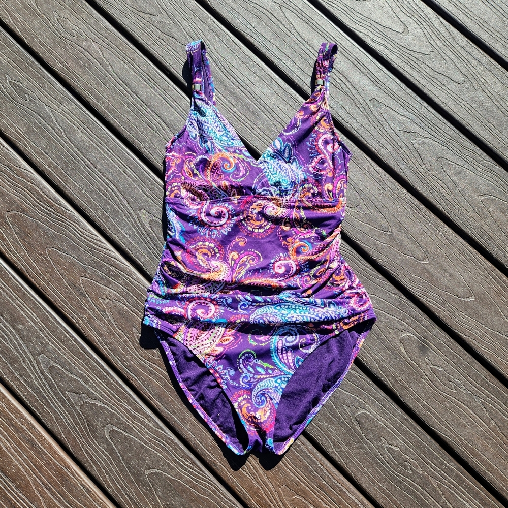 Ralph Lauren Swimsuit, paisley print, size 10, EUC